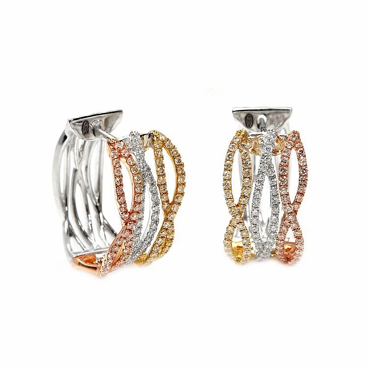 Tortite Earrings in 3 Gold Colors with Natural Diamonds c3636