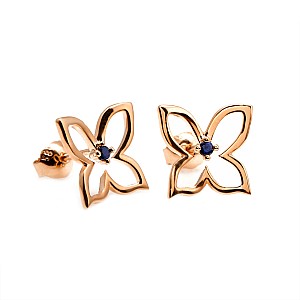 Gold Butterfly Stud Earrings with Sapphires c3783sf