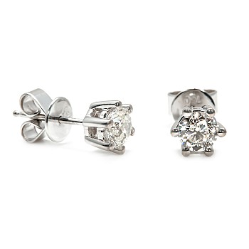 Gold Stud Earrings with Diamonds - GIA c3815