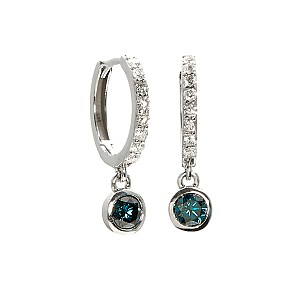 Creolen-Ohrringe aus Gold mit blauen und farblosen Diamanten c3816DbDi