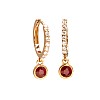 Gold Creole Earrings with Rubys and Colorless Diamonds c3816RbDi