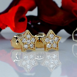 Gold or Platinum Star Earrings with Diamonds c536