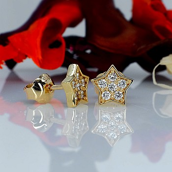 Gold or Platinum Star Earrings with Diamonds c536