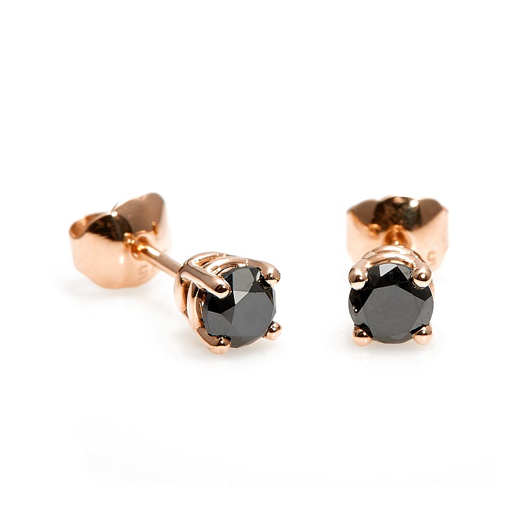 Stud earrings c577dn in gold with black diamonds