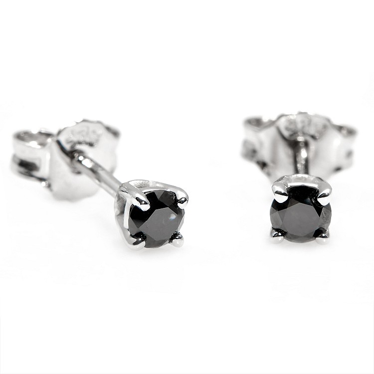 Stud earrings c577dn in gold with black diamonds