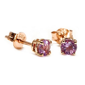 Gold Solitaire Stud Earrings with Amethyst c577am