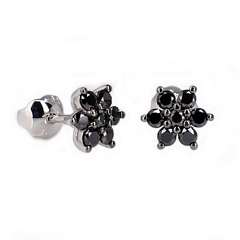 black diamond flower earrings