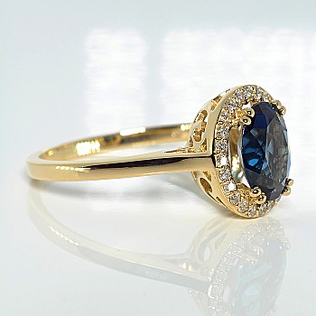 Gift Ring i029TpLbDi in Gold with Topaz and Diamonds