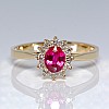 Engagement Ring i042RboDi in Gold with Ruby and Diamonds