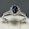 Gold Engagement Ring i042SfDi with Sapphire and Diamonds