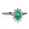 Halo Engagement Ring in 18k White Gold with Oval Emerald 6x4mm and Diamonds i042SmDi