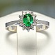 Halo Engagement Ring in 18k White Gold with Oval Emerald 6x4mm and Diamonds i042SmDi