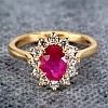 Engagement Ring i055RbDi in Gold with Ruby and Diamonds