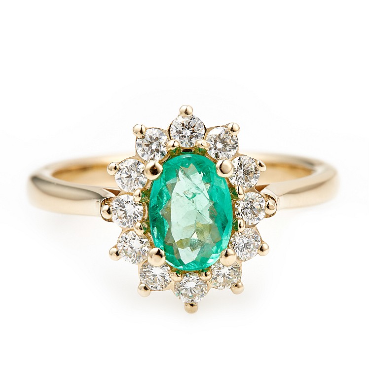 Engagement ring i055SmDi in Gold with Emerald and Diamonds