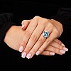 Gift Ring i1167Tpswdbdi in Gold or Platinum with Swiss Blue Topaz and Diamonds