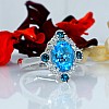 Gift Ring i1167Tpswdbdi in Gold or Platinum with Swiss Blue Topaz and Diamonds