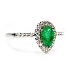 Halo Gold Ring with 7x4 mm Pear Emerald and Diamonds i1192SmpaDi