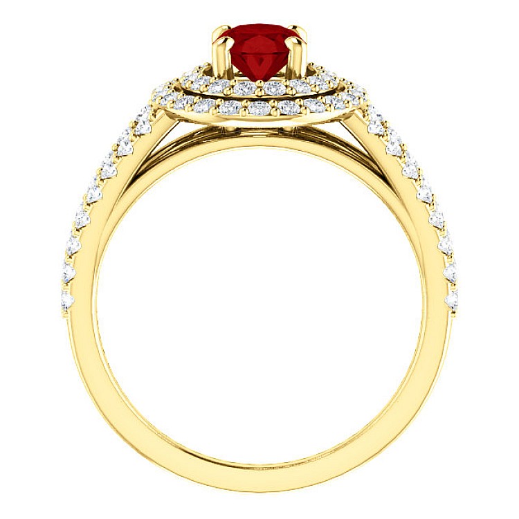 Gold Engagement Ring with Ruby and Diamonds 122101RbODi