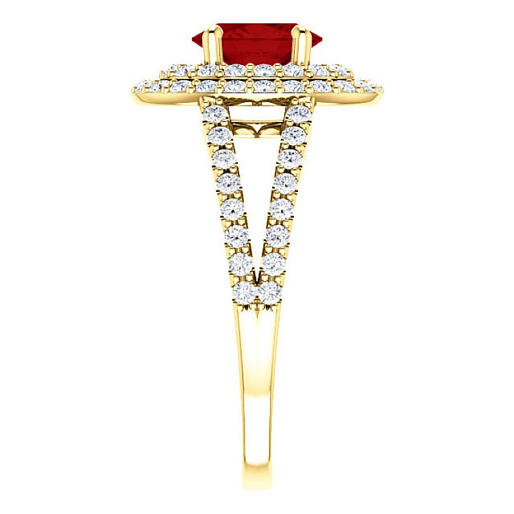 Gold Engagement Ring with Ruby and Diamonds 122101RbODi