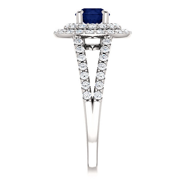 Gold engagement ring with Sapphire and Diamonds 122101SfDi