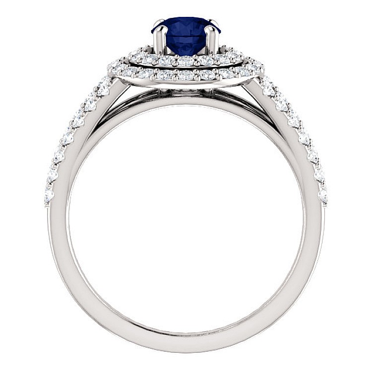 Gold engagement ring with Sapphire and Diamonds 122101SfDi