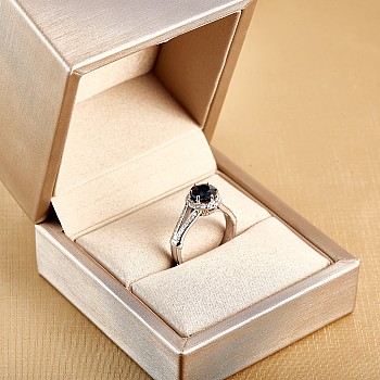 Gold Engagement Ring with Sapphire and Diamonds i122311SfDi