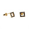 Gold Earrings with Black Diamonds c1953dn