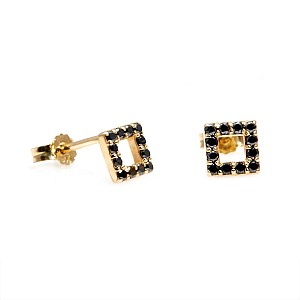 Gold Earrings with Black Diamonds c1953dn
