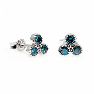 Gold Earrings with Blue Diamonds c1954db