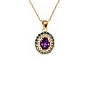 Vintage 14k Rose Gold Pendant with Oval Amethyst and Diamonds pan1529AmDbDi