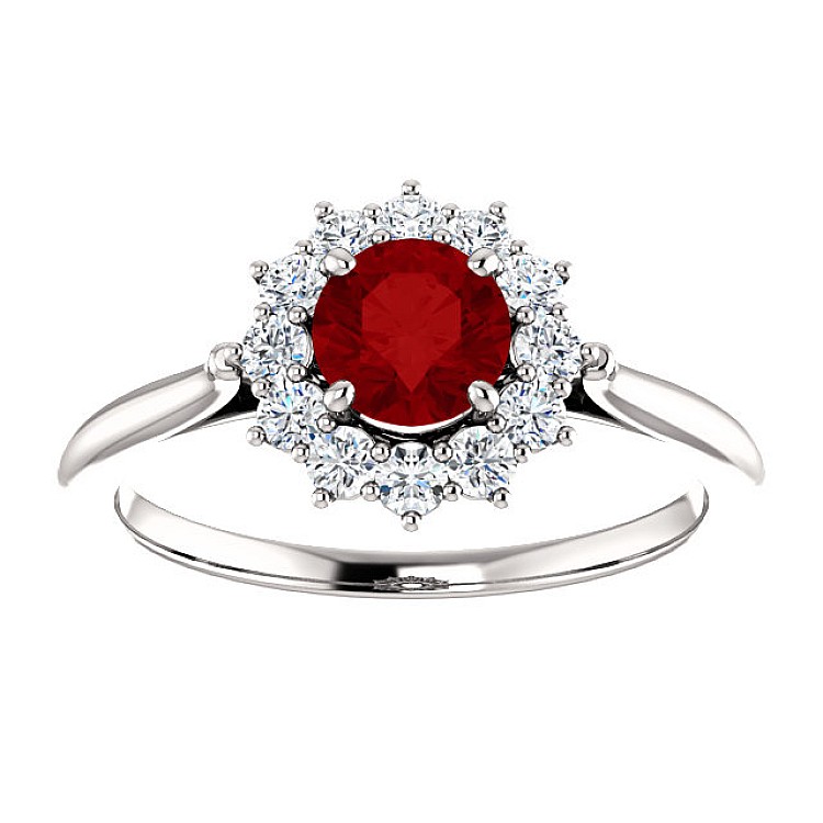 Gold Engagement Ring with Ruby and Diamonds 71606RbDi