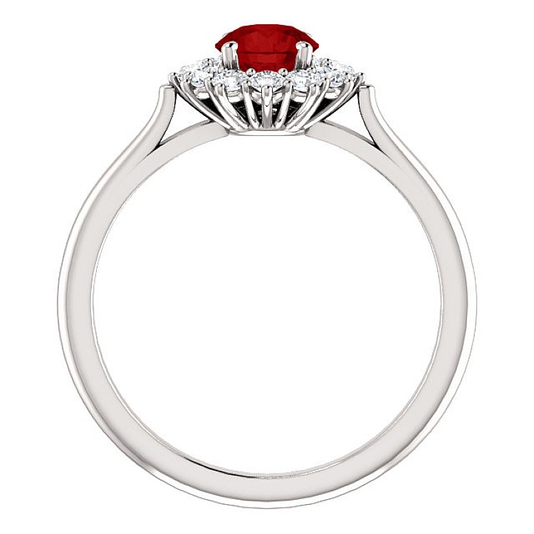 Gold Engagement Ring with Ruby and Diamonds 71606RbDi