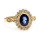 Vintage 14k Yellow Gold Ring with Oval Sapphire and Colorless Diamonds i2938SfOvDi