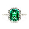 Gold Engagement Ring with Lab Grown Emerald and Diamonds i3829smLGdi