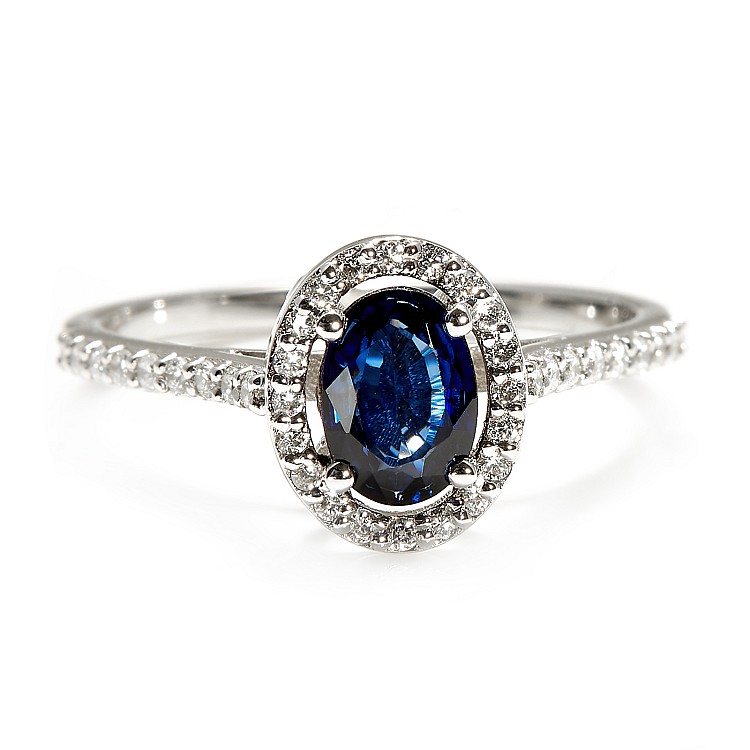 Gold Engagement Ring with Oval Sapphire and Diamonds i3992SfovDi