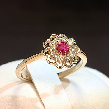 Engagement ring i559RbDi in Gold with Ruby and Diamonds