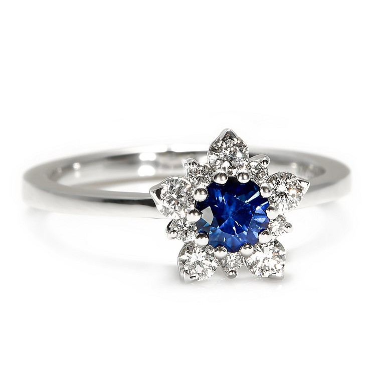 Snowflake model engagement ring in Gold with Sapphires and Diamonds i740Rbdi