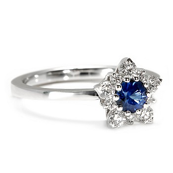 Snowflake model engagement ring in Gold with Sapphires and Diamonds i740Rbdi