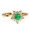 Engagement ring model snowflake made of 18k Yellow Gold with Emerald and Diamonds i740smdi