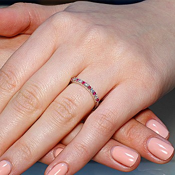 Gift Ring i018RbDi in Gold or Platinum with Rubies and Diamonds