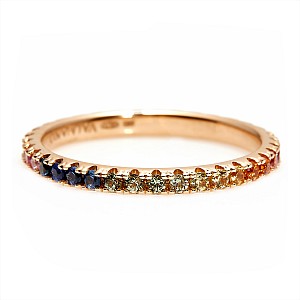 Gold Gift Ring with Colored Sapphires i033sfc