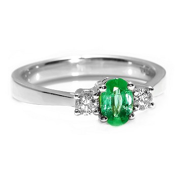 Engagement Ring i015SmODi in Gold with Emerald and Diamonds