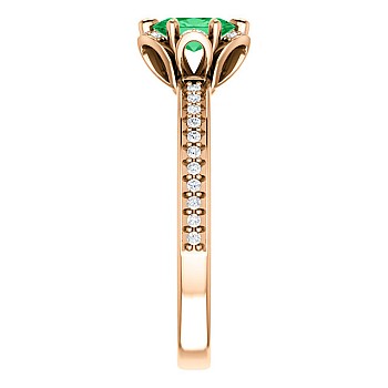 Gold Ring with Oval Emerald and Diamonds 121997SmOdi