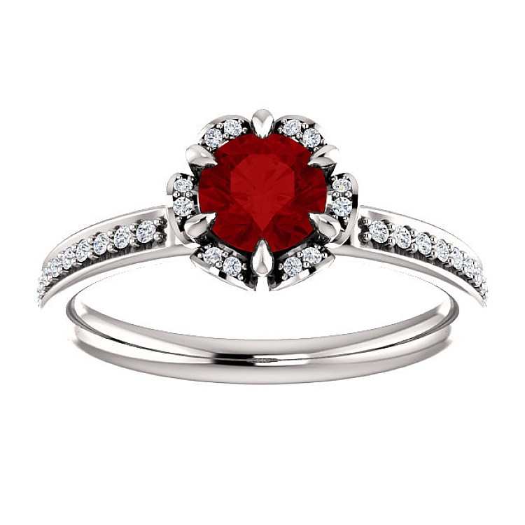 Gold Ring with Ruby and Diamonds 121997RbDi