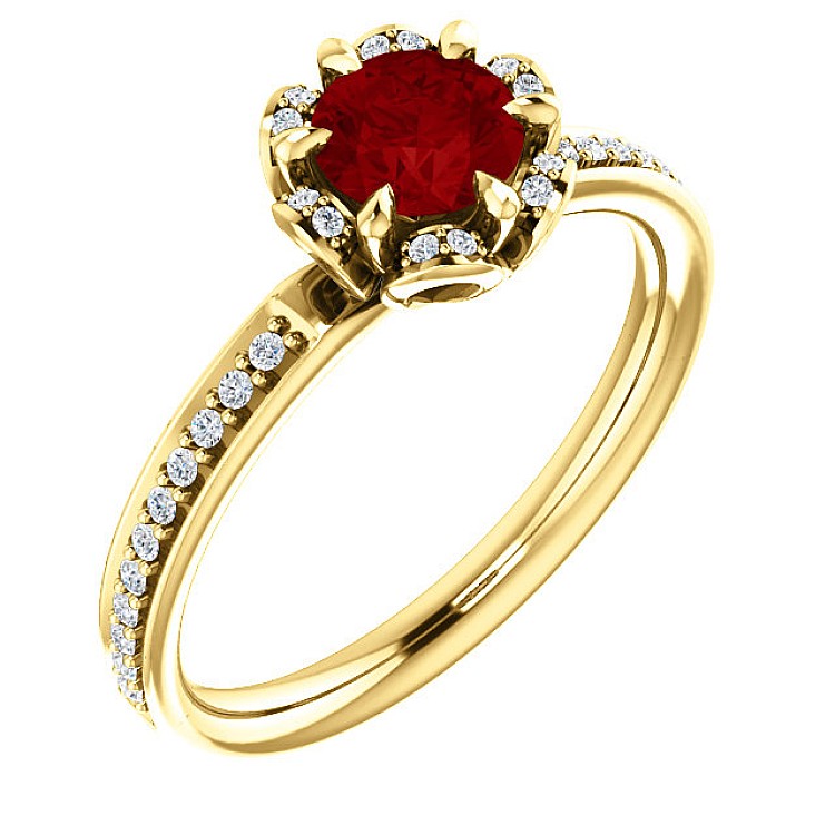 Gold Ring with Ruby and Diamonds 121997RbDi