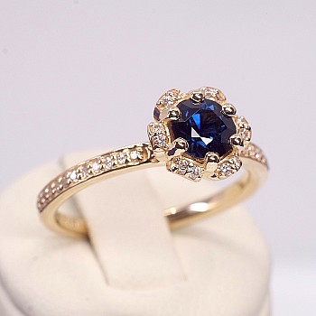 Engagement Ring i121997SfDi in Gold with Sapphire and Diamonds