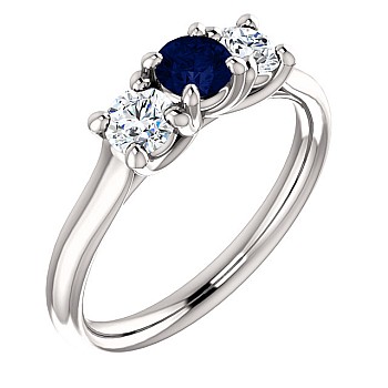 Gold or Platinum Ring with Sapphire and Diamonds 122105SfDi