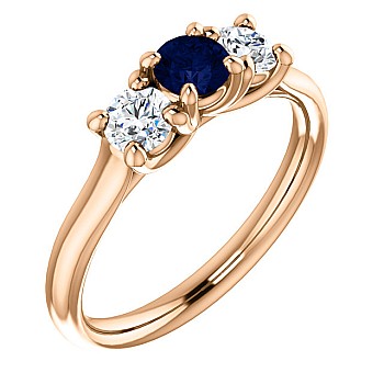 Gold or Platinum Ring with Sapphire and Diamonds 122105SfDi