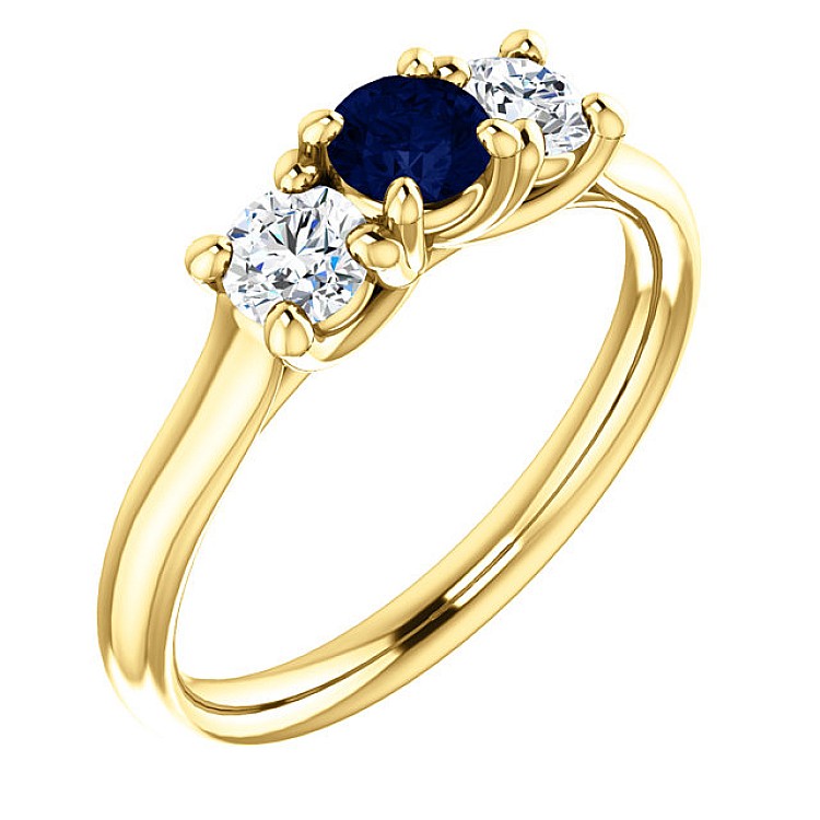 Gold- oder Platinring mit Saphir und Diamanten 122105SfDi