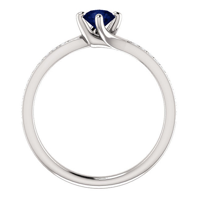 Gold Ring with Sapphire and Diamonds 122358SfDi